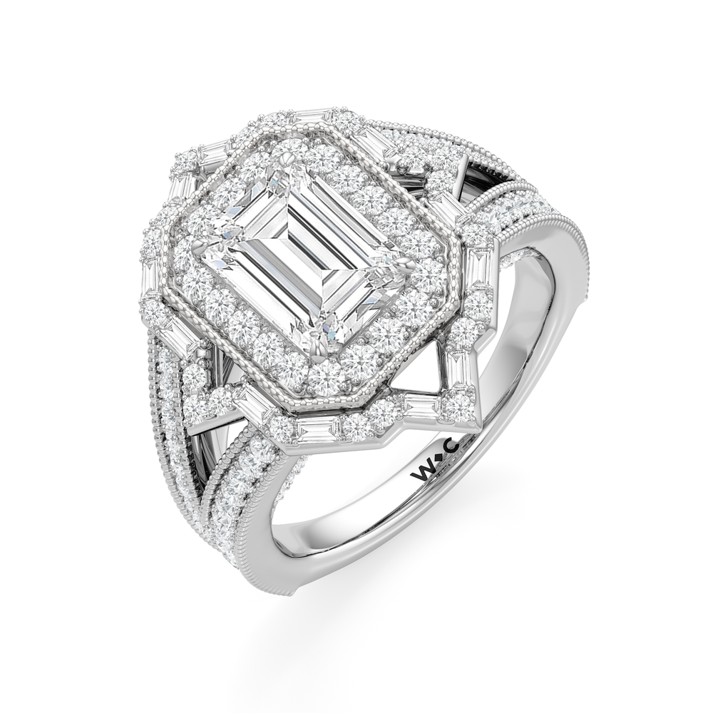 Emerald Cut The San Remo Ring with Lab Grown Diamond in 14KT Platinum view 4
