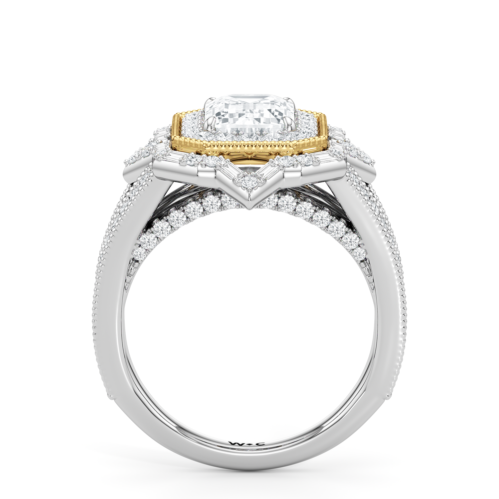 Emerald Cut The San Remo Ring with Lab Grown Diamond in 14KT White & Yellow Gold view 3

