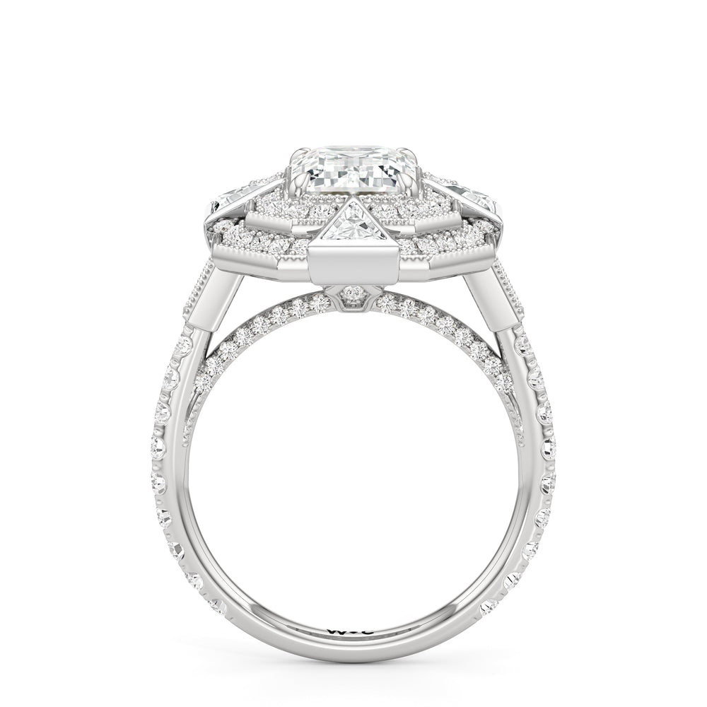 The Artisanne Ring with Emerald Cut Diamond in 14KT Platinum view 3
