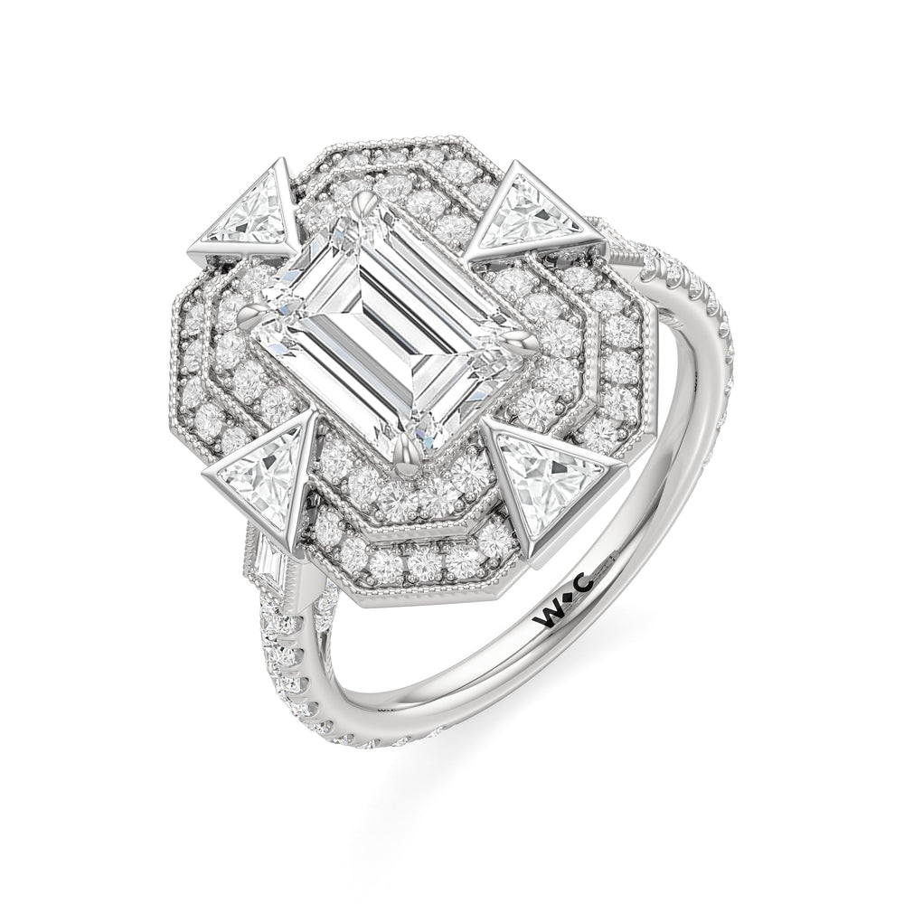 The Artisanne Ring with Emerald Cut Diamond in 14KT Platinum view 4
