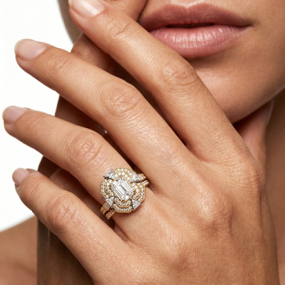 The Artisanne Diamond Wedding Band with Platinum Cut Diamond in 14KT Platinum view 4
