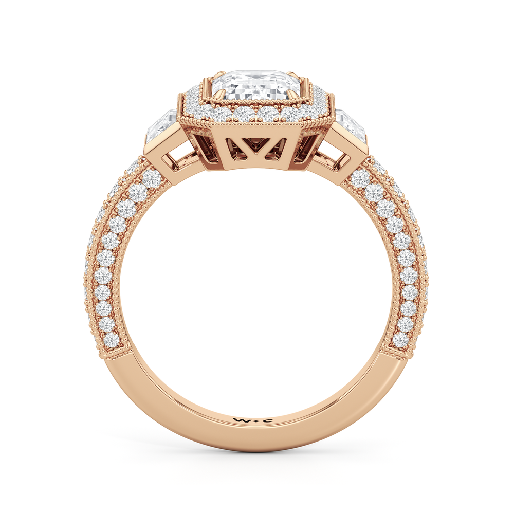 The Steinman Ring with Emerald Cut Diamond in 14KT Rose Gold view 3
