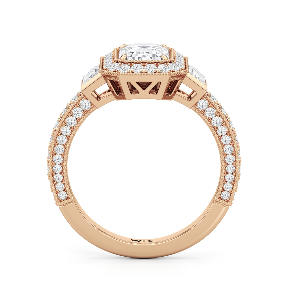 The Steinman Ring with Emerald Cut Diamond in 14KT Rose Gold view 3
