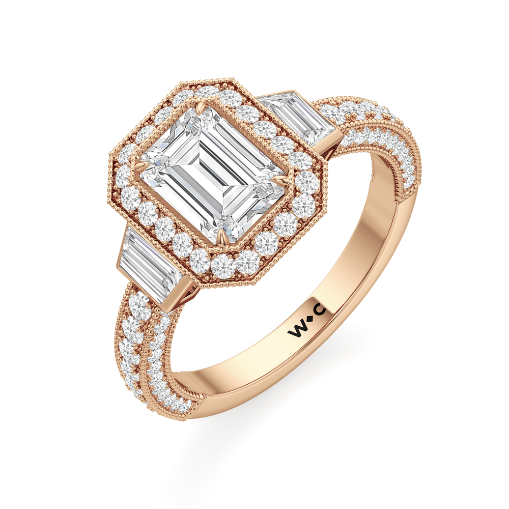 The Steinman Ring with Emerald Cut Diamond in 14KT Rose Gold view 4
