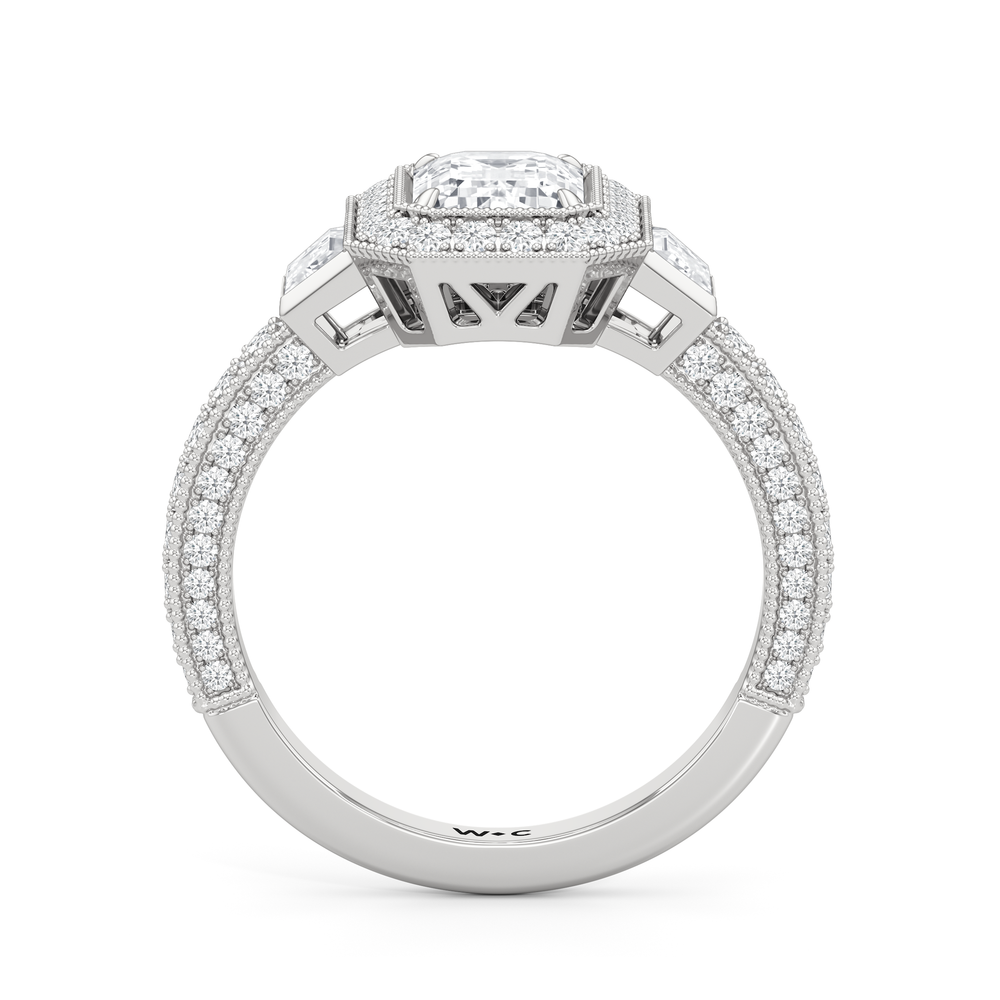 The Steinman Ring with Emerald Cut Diamond in 14KT Platinum view 3
