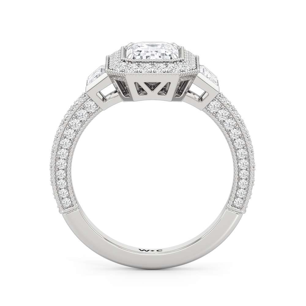 The Steinman Ring with Emerald Cut Diamond in 14KT Platinum view 3
