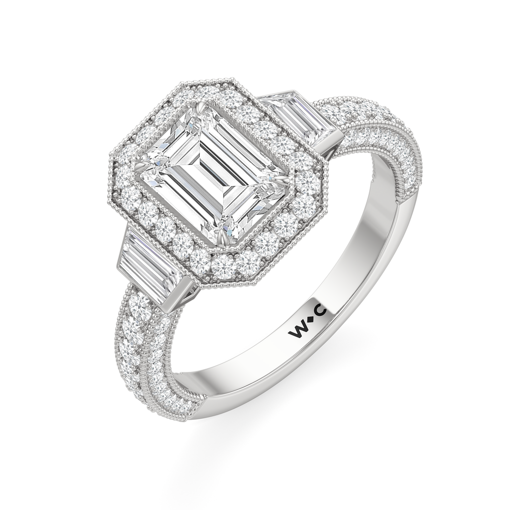 The Steinman Ring with Emerald Cut Diamond in 14KT Platinum view 4
