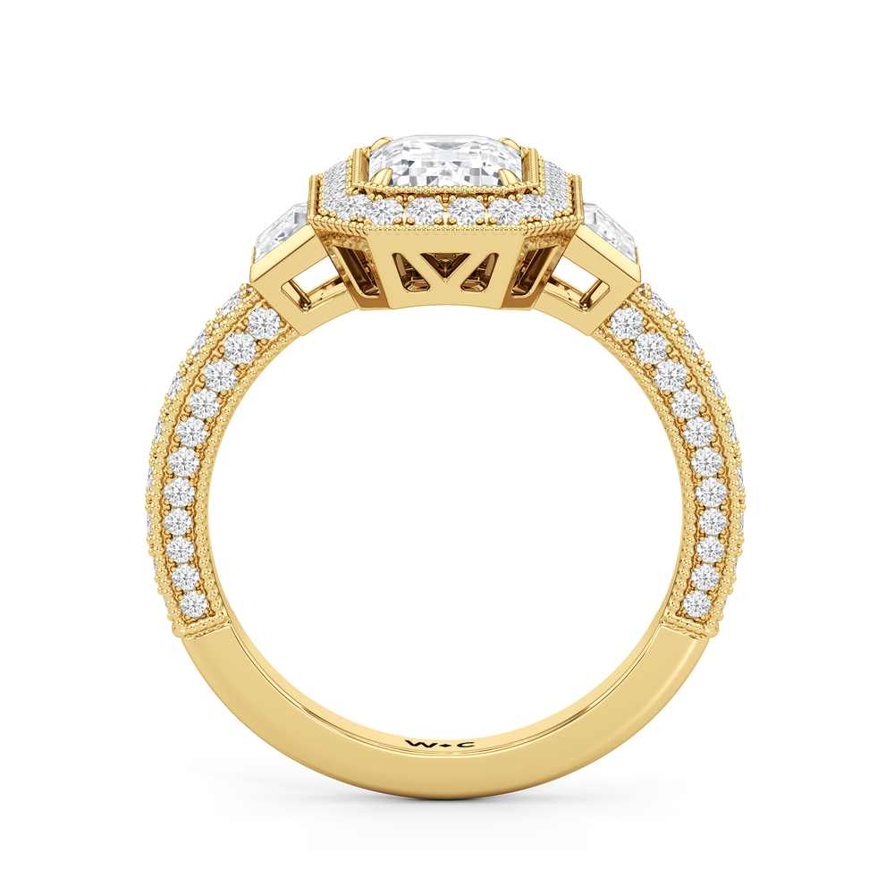 The Steinman Ring with Emerald Cut Diamond in 14KT Yellow Gold view 3
