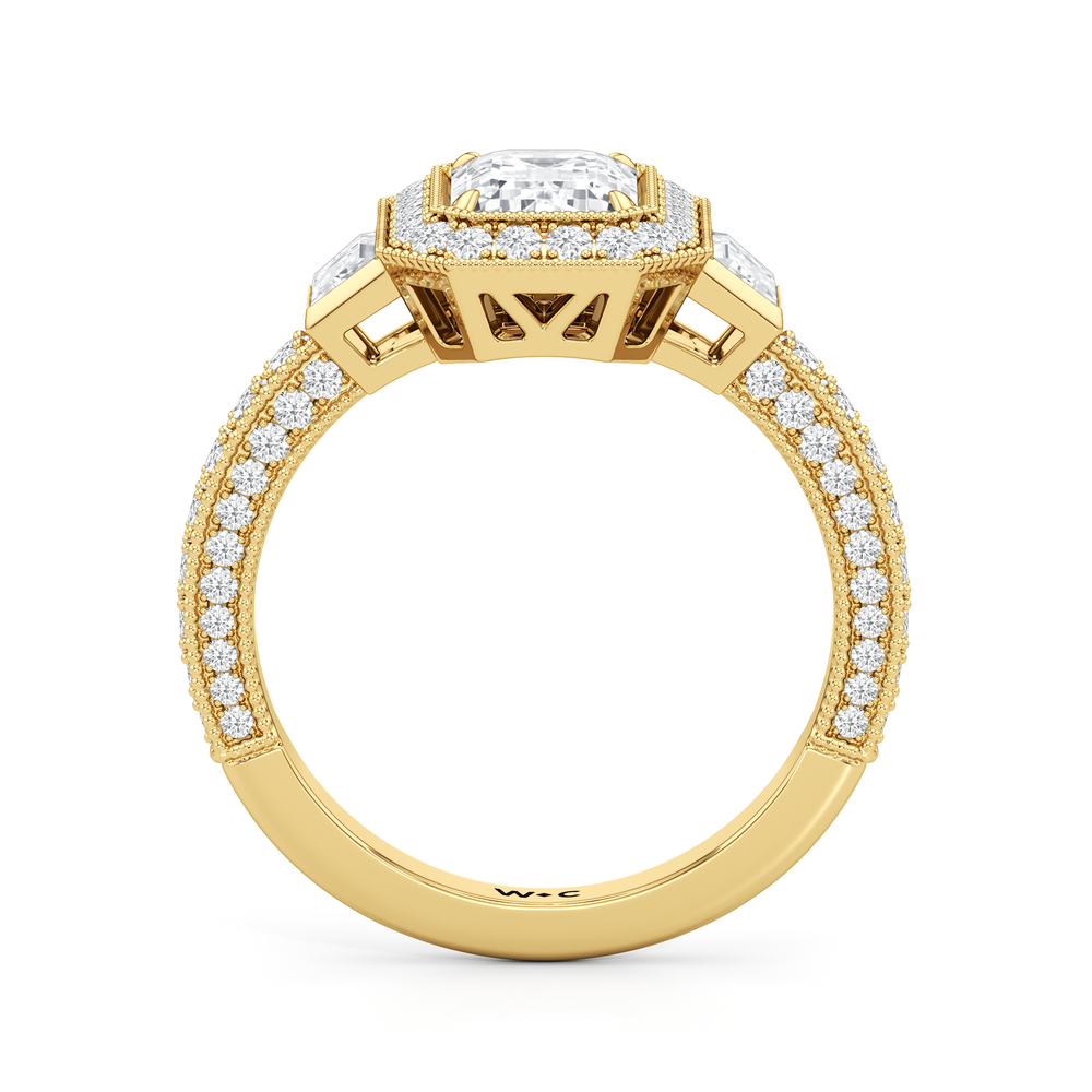 The Steinman Ring with Emerald Cut Diamond in 14KT Yellow Gold view 3
