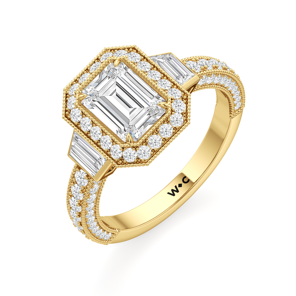The Steinman Ring with Emerald Cut Diamond in 14KT Yellow Gold view 4

