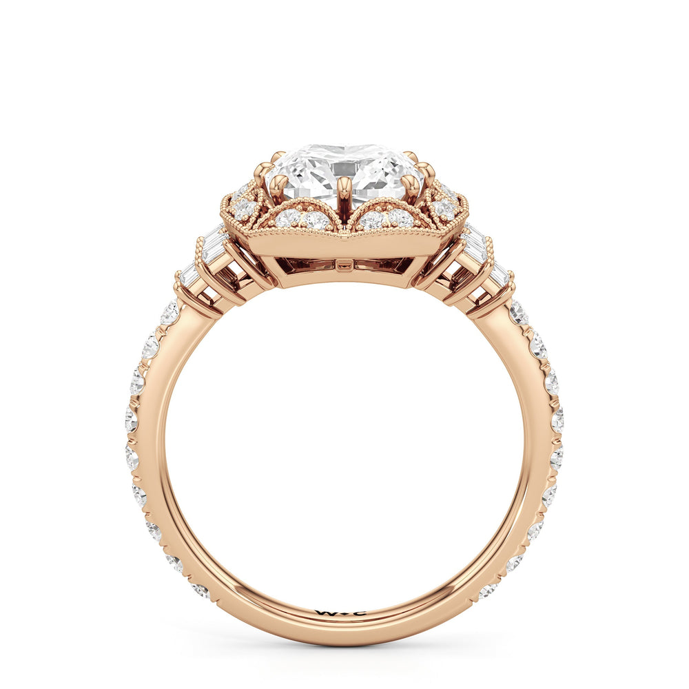 The Crown Ring with Cushion Cut Diamond in 14KT Rose Gold view 5
