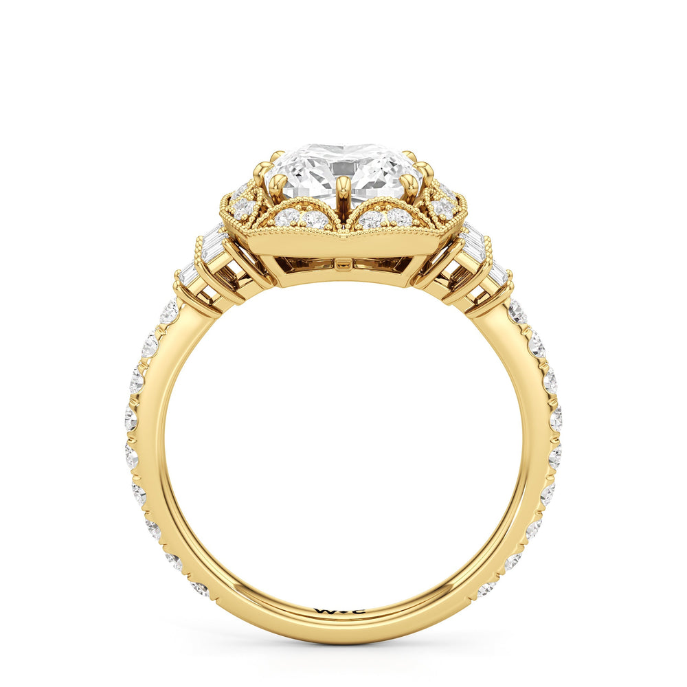 The Crown Ring with Cushion Cut Diamond in 14KT Yellow Gold view 5
