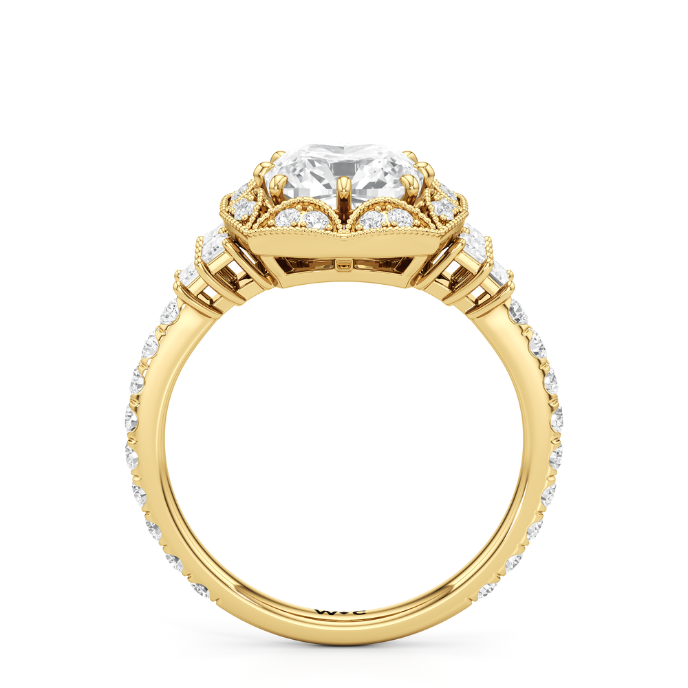 The Crown Ring with Cushion Cut Diamond in 14KT Yellow Gold view 3
