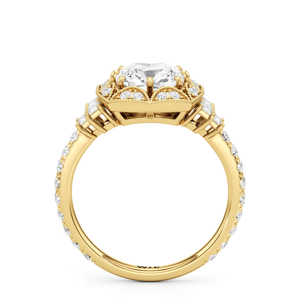 The Crown Ring with Cushion Cut Diamond in 14KT Yellow Gold view 3
