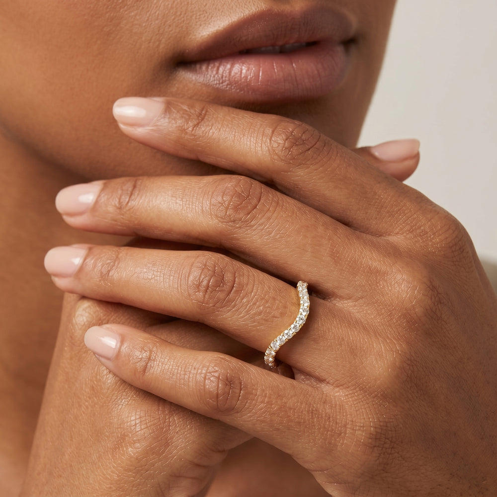 The Crown Diamond Wedding Band with Platinum Cut Diamond in 14KT Platinum view 3
