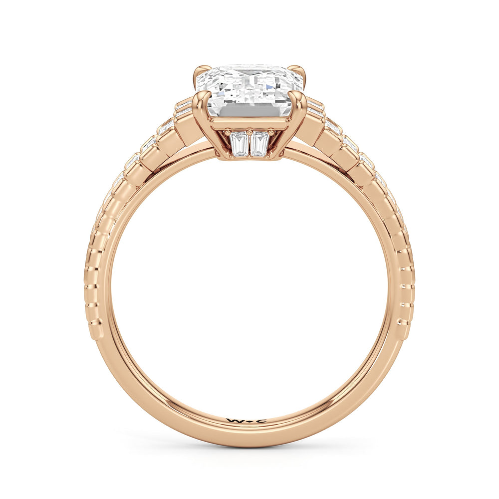 The Eastern Ring with Emerald Cut Diamond in 14KT Rose Gold view 3
