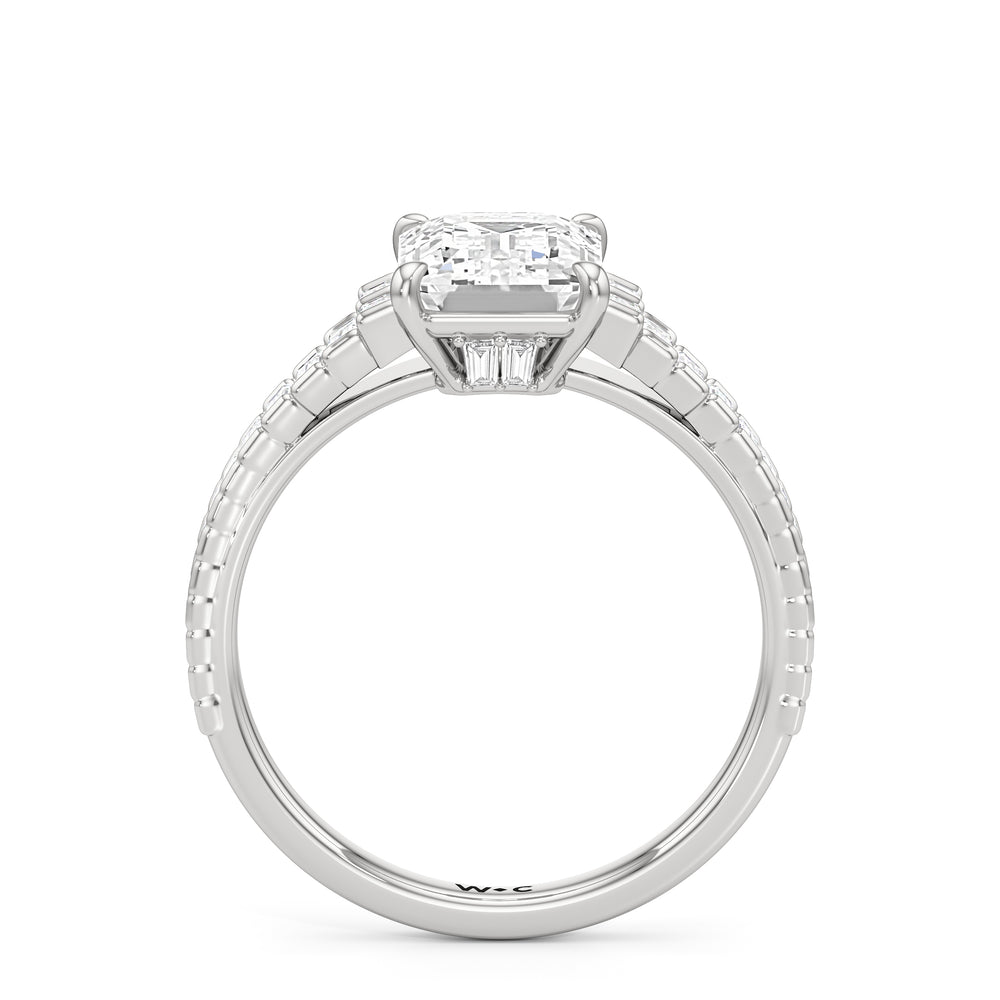 The Eastern Ring with Emerald Cut Diamond in 14KT Platinum view 3
