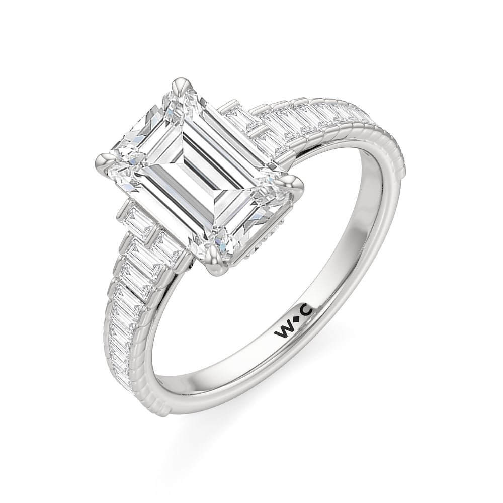The Eastern Ring with Emerald Cut Diamond in 14KT Platinum view 4
