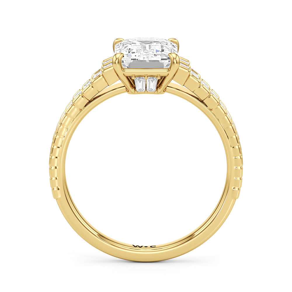 The Eastern Ring with Emerald Cut Diamond in 14KT Yellow Gold view 3
