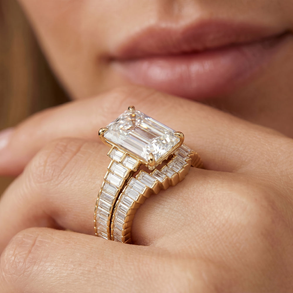 The Eastern Diamond Wedding Band with 18KT Rose Gold Cut Diamond in 14KT Rose Gold view 3
