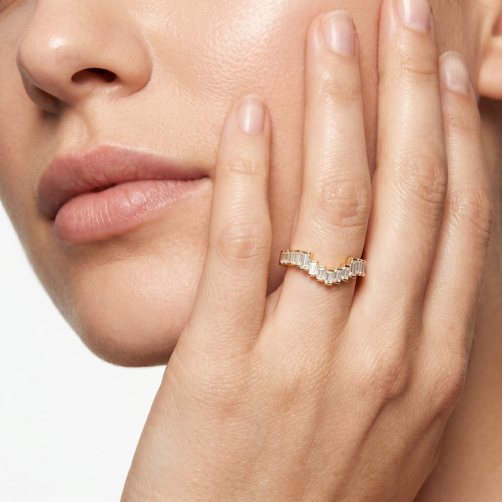 The Eastern Diamond Wedding Band with 18KT Rose Gold Cut Diamond in 14KT Rose Gold view 2
