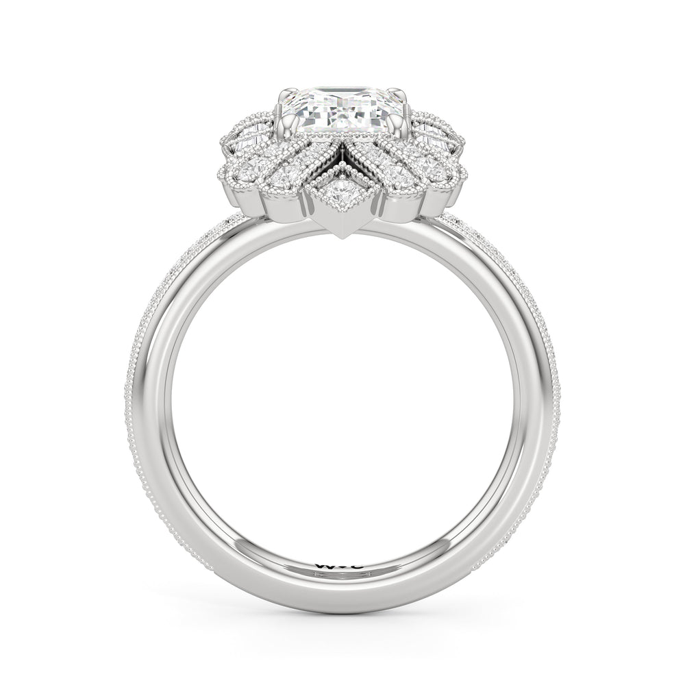 Emerald Cut The Spire Ring with Lab Grown Diamond in 14KT Platinum view 3
