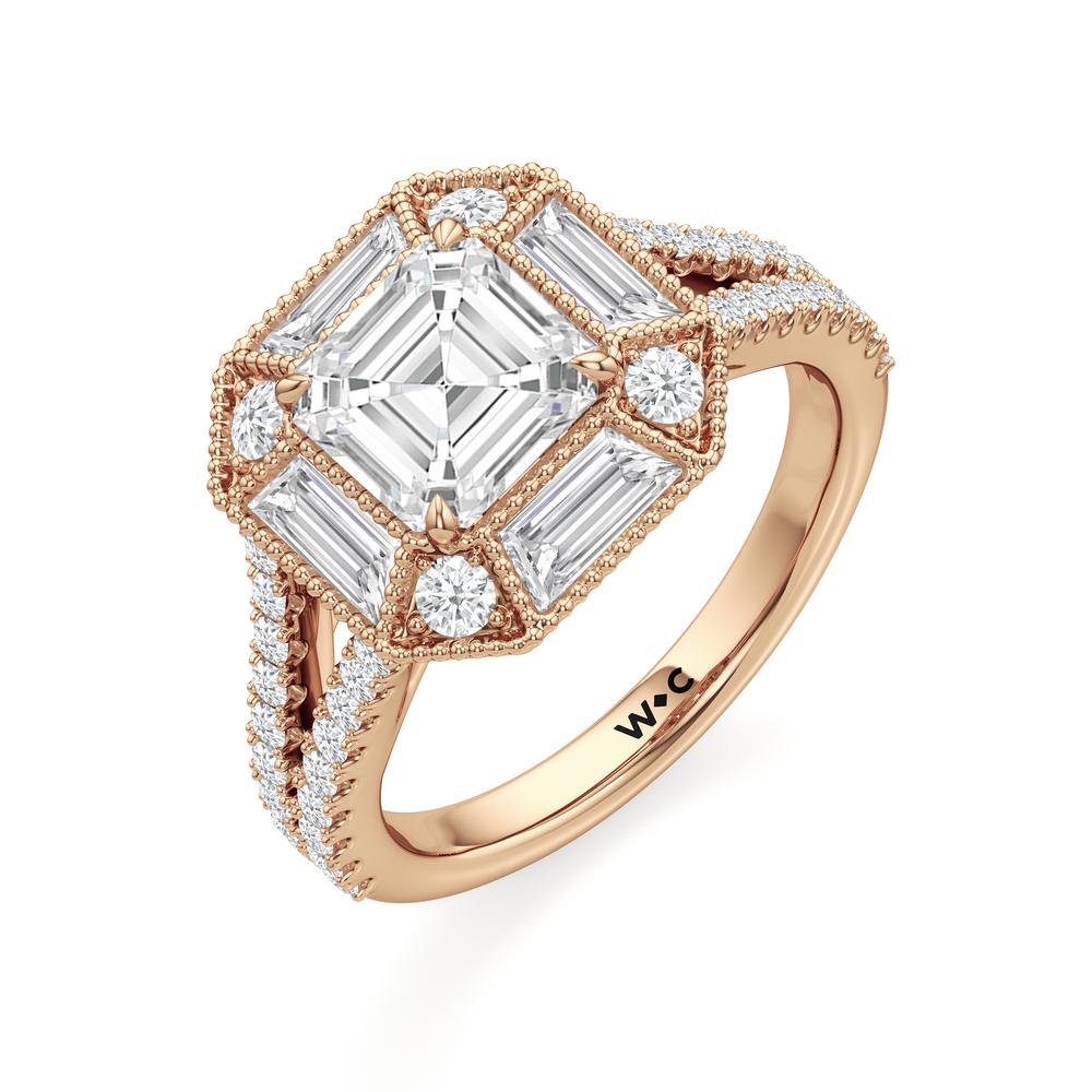 The Navigator Ring with Asscher Cut Diamond in 14KT Rose Gold view 4
