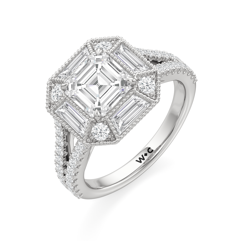 The Navigator Ring with Asscher Cut Diamond in 14KT Platinum view 4
