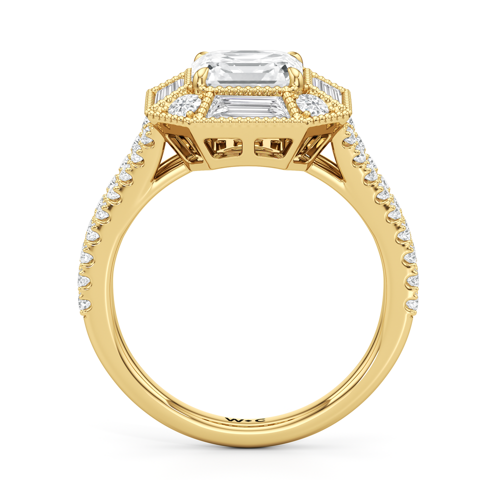 The Navigator Ring with Asscher Cut Diamond in 14KT Yellow Gold view 3
