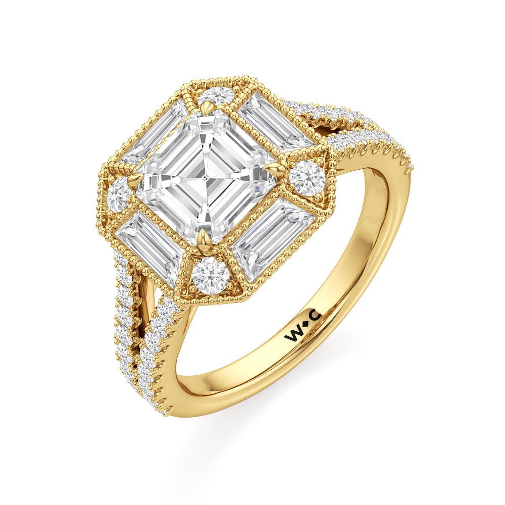The Navigator Ring with Asscher Cut Diamond in 14KT Yellow Gold view 4
