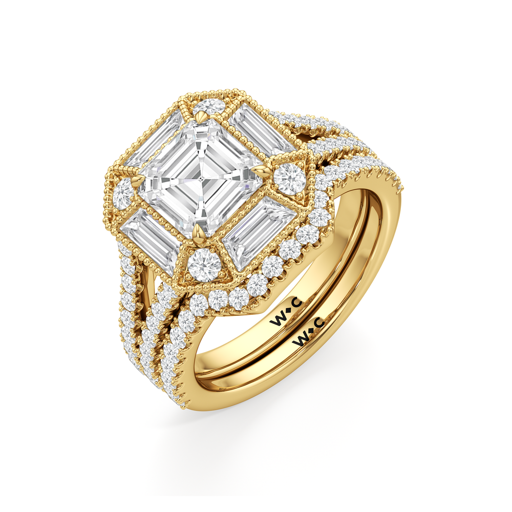 The Navigator Diamond Wedding Band with 18KT Yellow Gold Cut Diamond in 14KT Yellow Gold view 7
