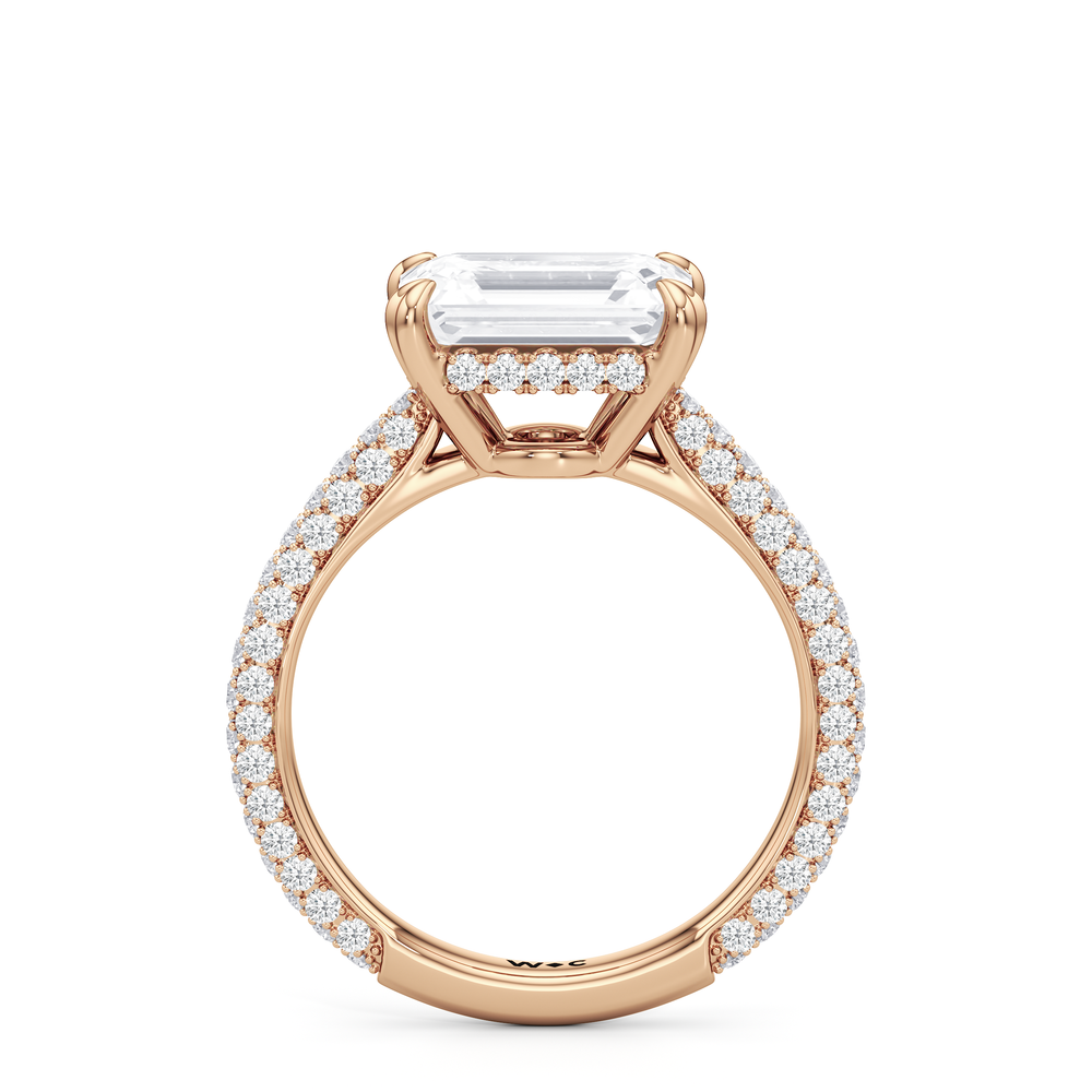 The Windsor East-West Ring with West Emerald Cut Diamond in 14KT Rose Gold view 3
