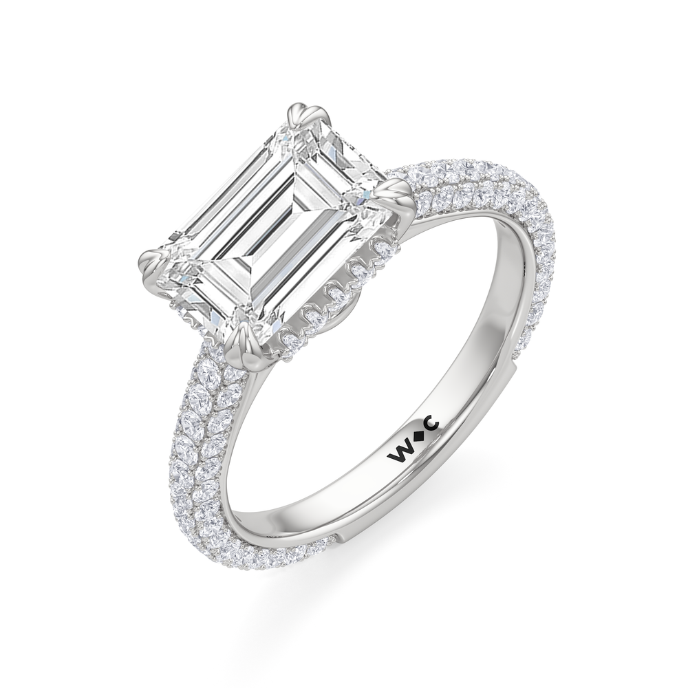 The Windsor East-West Ring with West Emerald Cut Diamond in 14KT Platinum view 4
