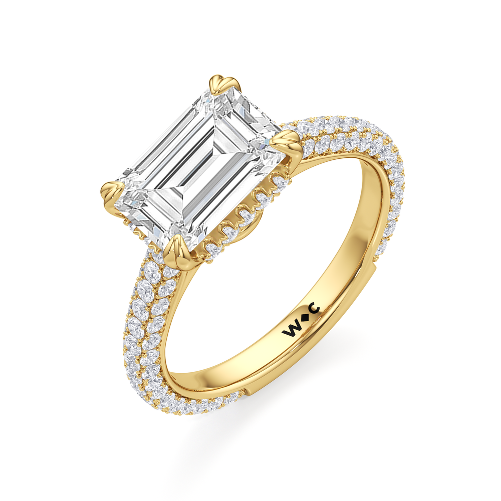The Windsor East-West Ring with West Emerald Cut Diamond in 14KT Yellow Gold view 4
