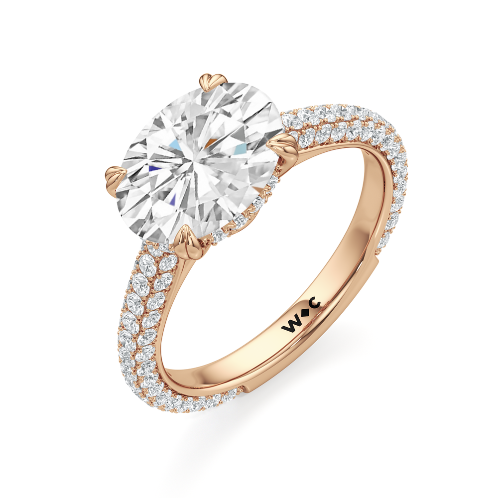 The Windsor East-West Ring with West Oval Cut Diamond in 14KT Rose Gold view 4
