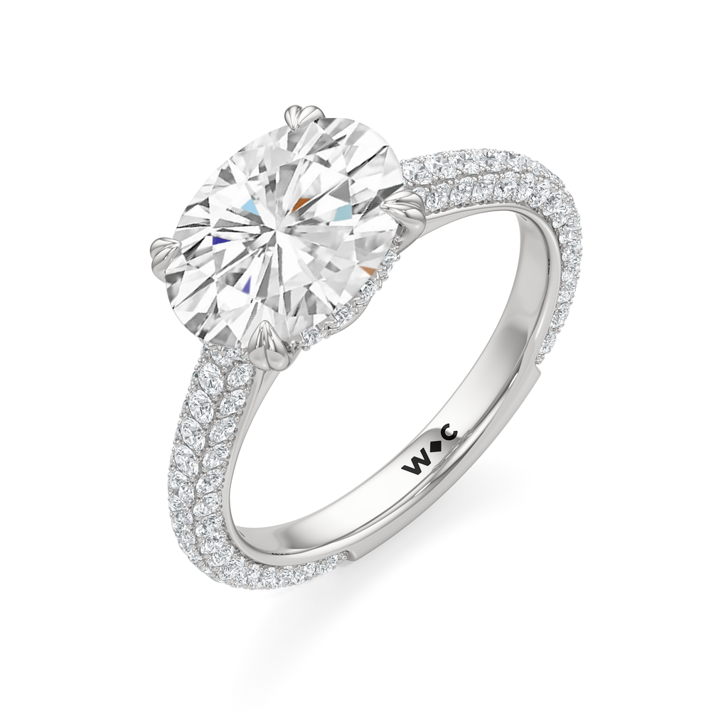 The Windsor East-West Ring with West Oval Cut Diamond in 14KT Platinum view 4
