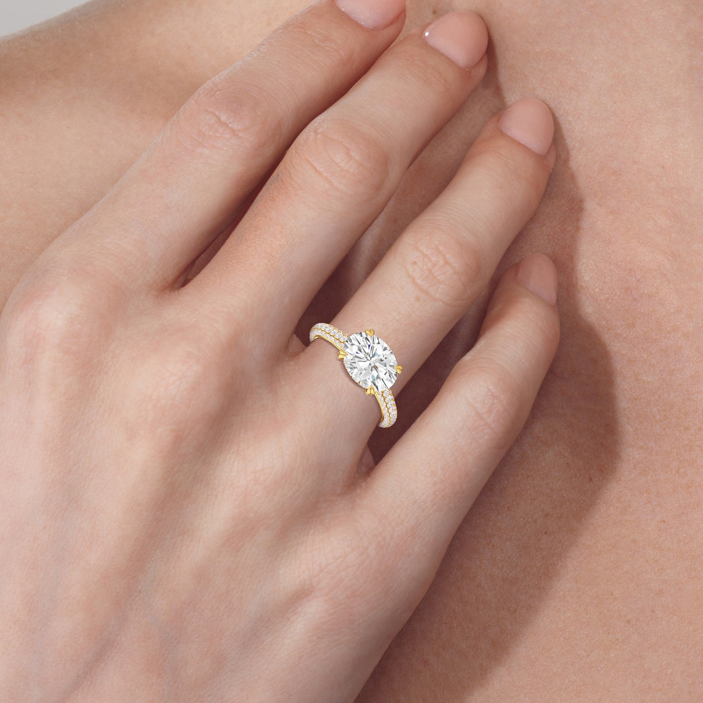 The Windsor East-West Ring with West Oval Cut Diamond in 14KT Yellow Gold view 6
