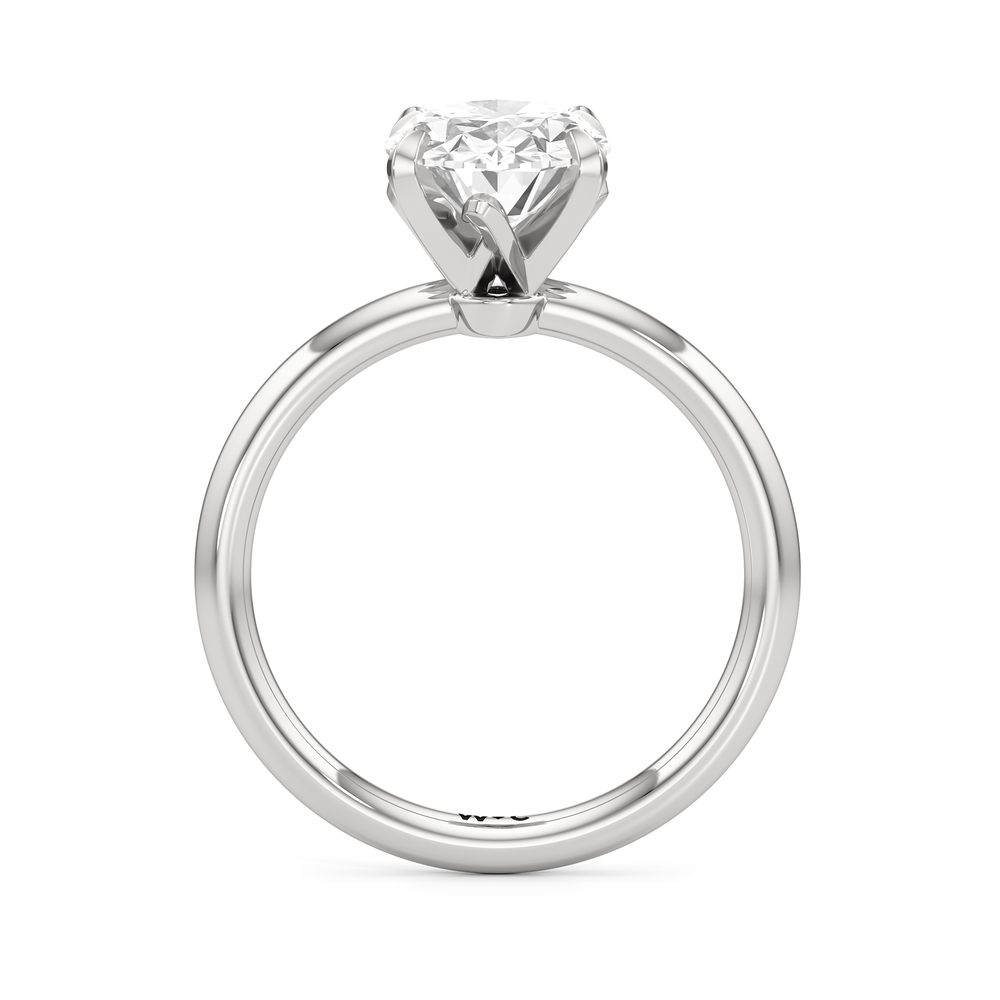 The W Classic Engagement Ring with Oval Cut Diamond in 14KT Platinum view 2
