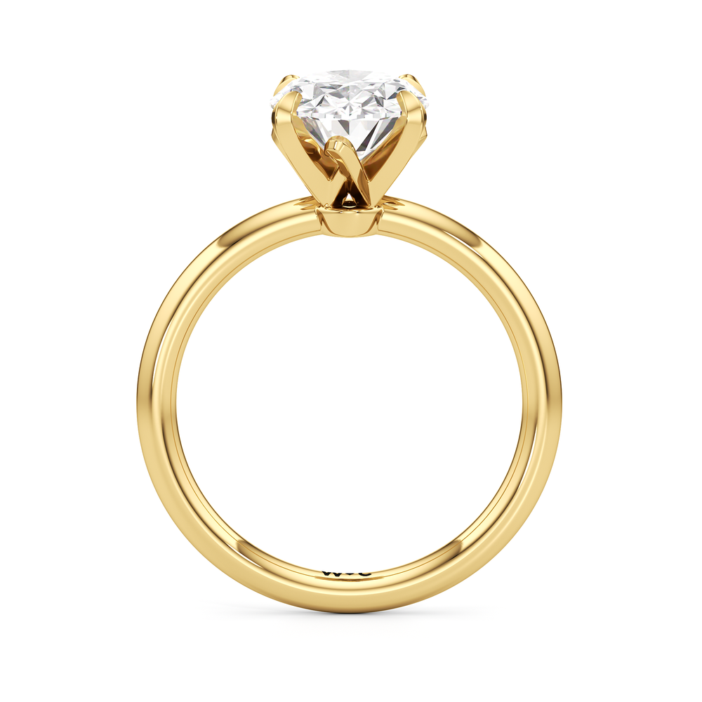 The W Classic Engagement Ring with Oval Cut Diamond in 14KT Yellow Gold view 2

