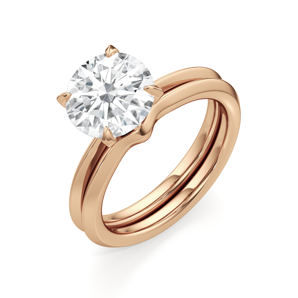 The W Evolution Wedding Band with 18KT Rose Gold Cut Diamond in 14KT Rose Gold view 4
