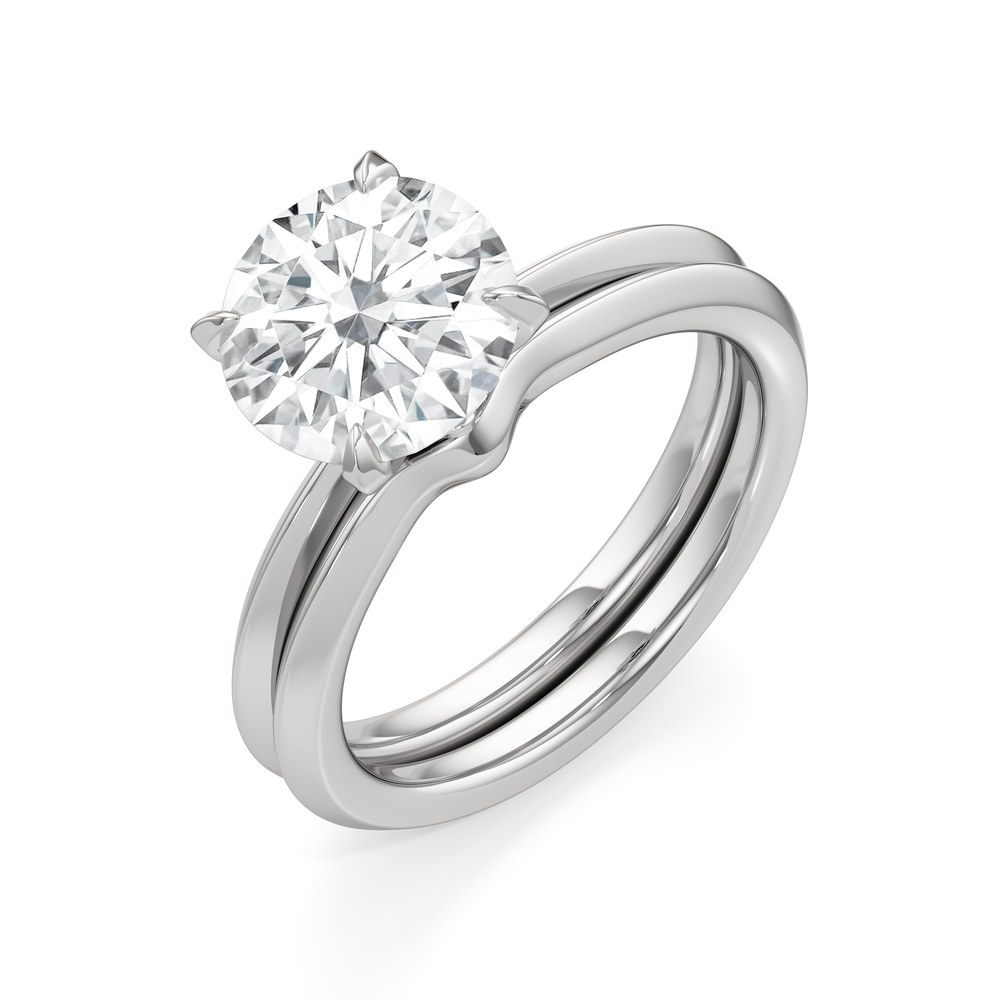 The W Evolution Engagement Ring with Princess Cut Diamond in 14KT Platinum view 8
