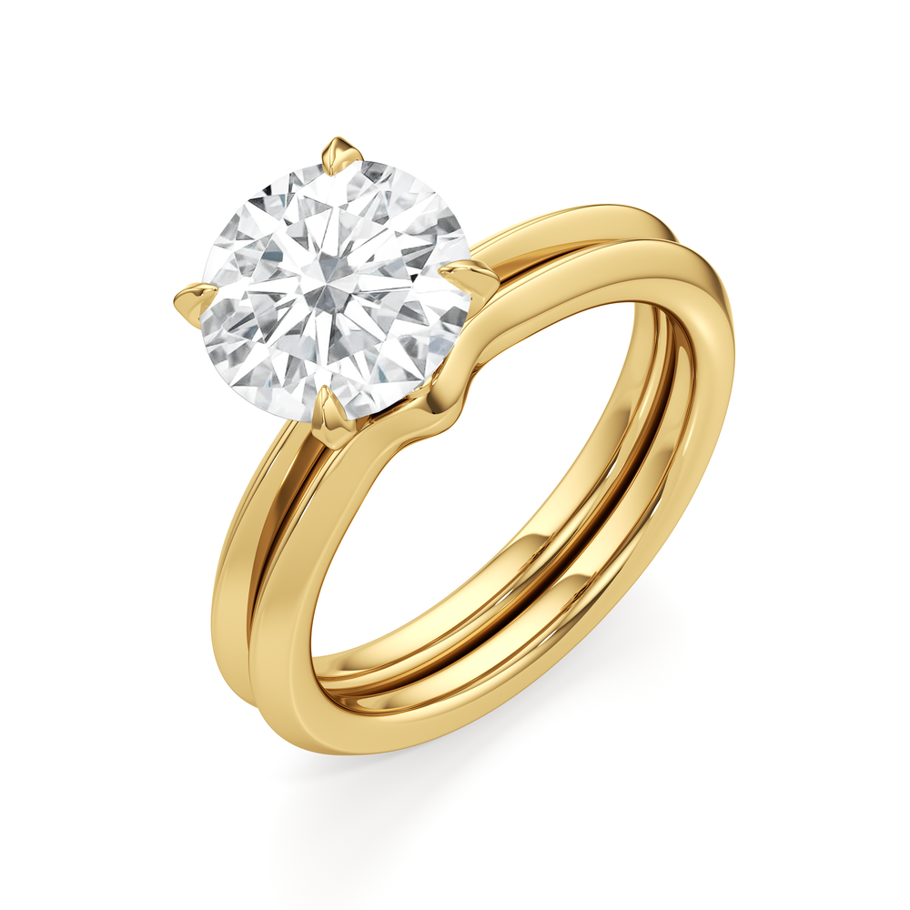 The W Evolution Engagement Ring with Cushion Cut Diamond in 14KT Yellow Gold view 8
