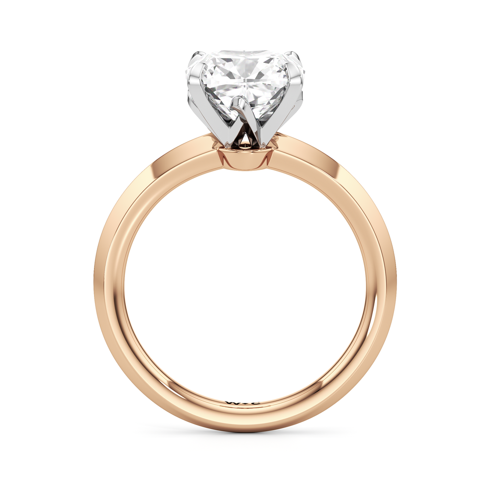 The W Evolution Engagement Ring with Cushion Cut Diamond in 14KT Rose Gold & Platinum view 2
