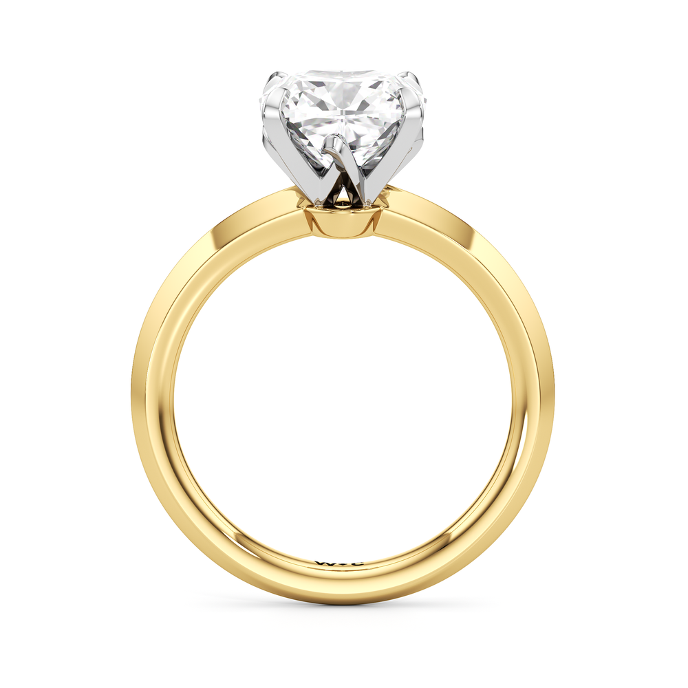 The W Evolution Engagement Ring with Cushion Cut Diamond in 14KT Yellow Gold & Platinum view 2
