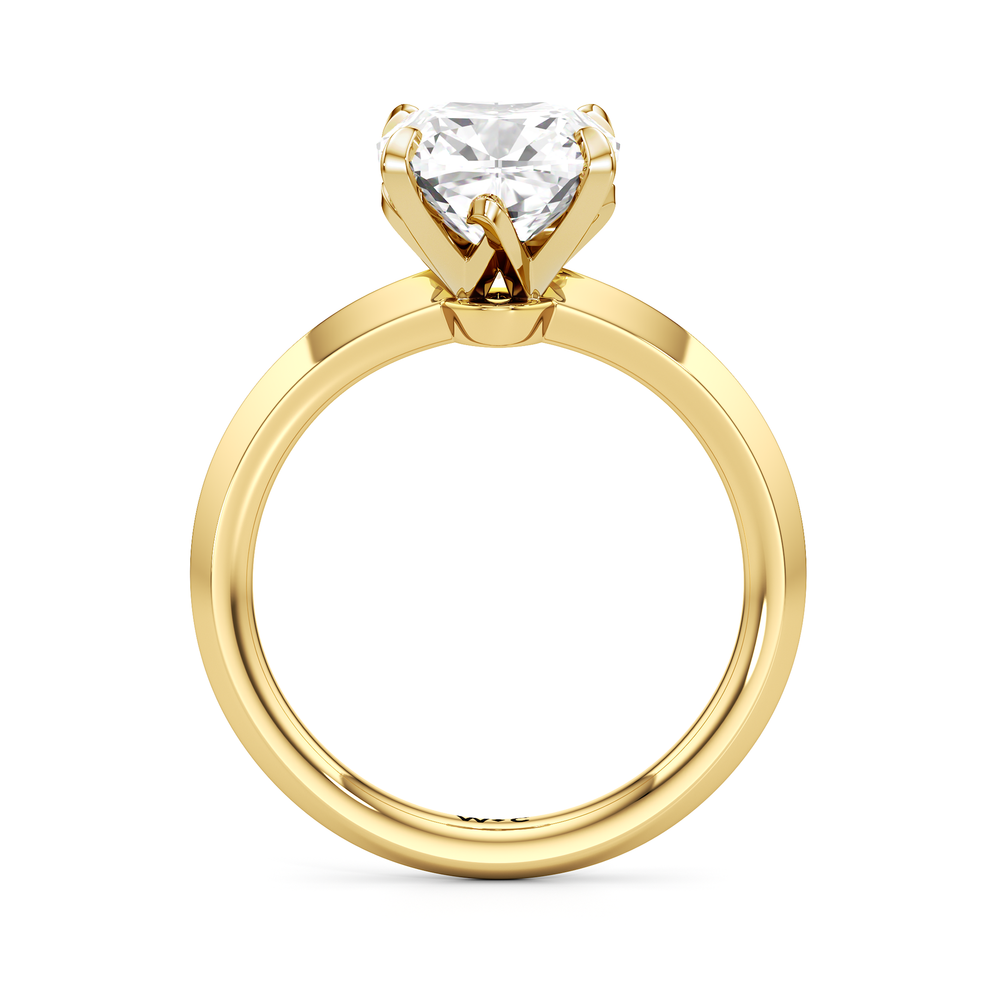 The W Evolution Engagement Ring with Cushion Cut Diamond in 14KT Yellow Gold view 2
