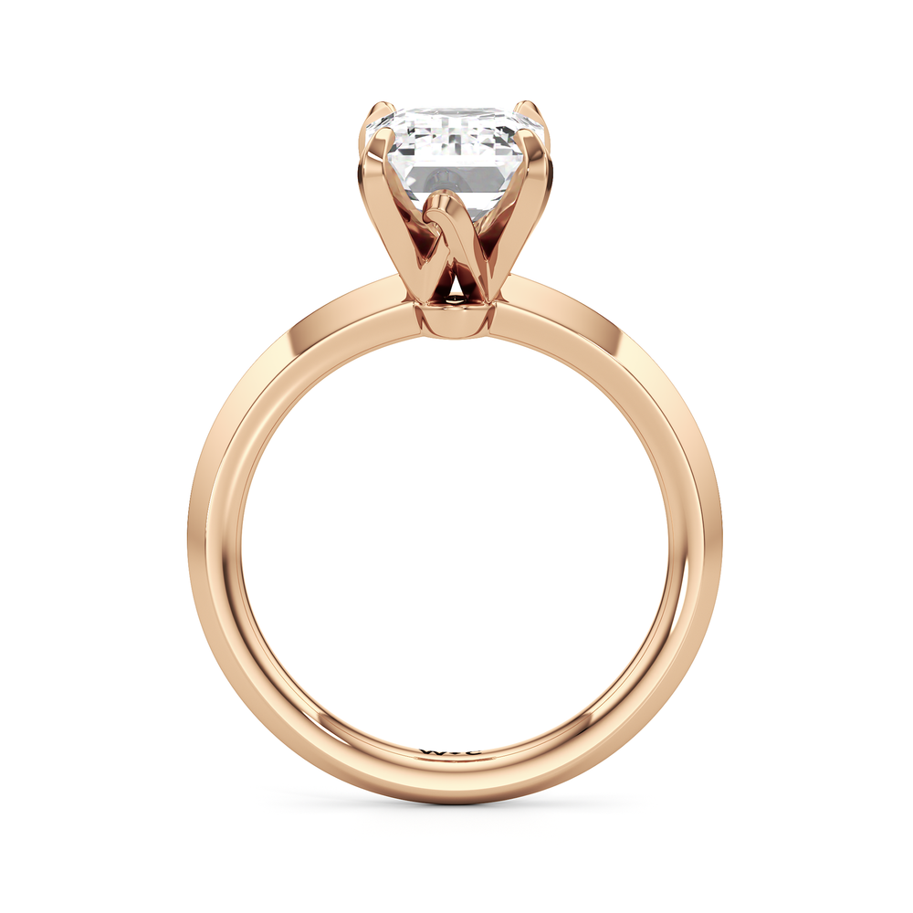 The W Evolution Engagement Ring with Emerald Cut Diamond in 14KT Rose Gold view 2
