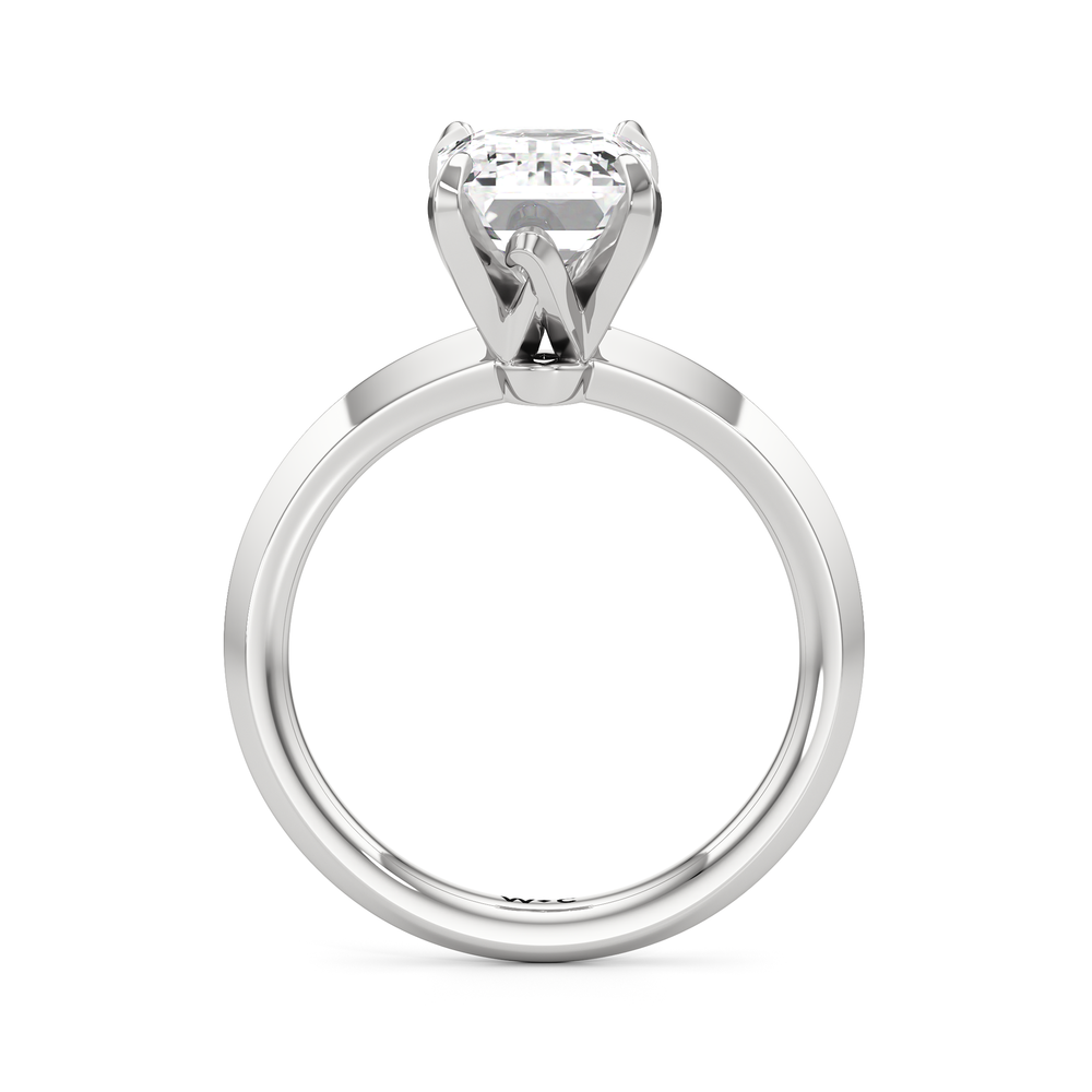 The W Evolution Engagement Ring with Emerald Cut Diamond in 14KT Platinum view 6
