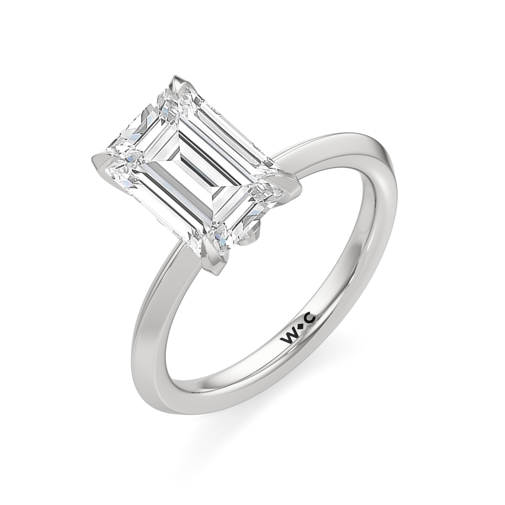The W Evolution Engagement Ring with Emerald Cut Diamond in 14KT Platinum view 3
