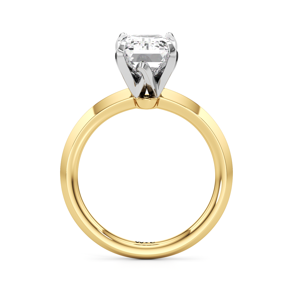 The W Evolution Engagement Ring with Emerald Cut Diamond in 14KT Yellow Gold & Platinum view 2
