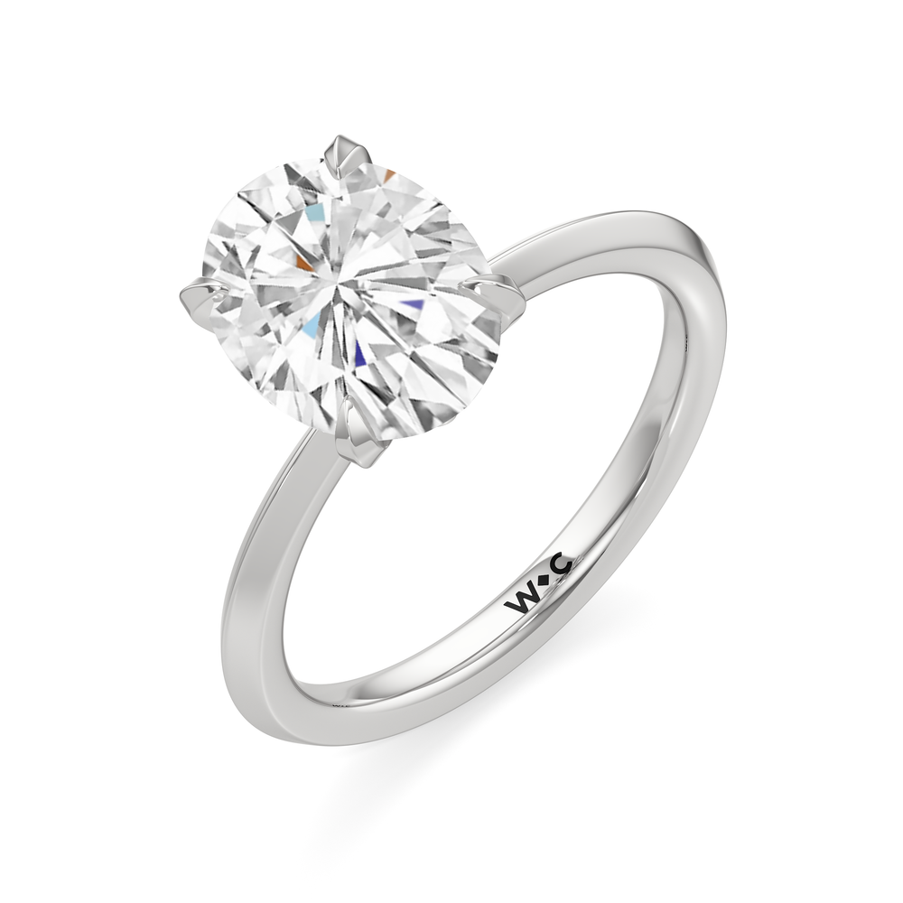 The W Evolution Engagement Ring with Oval Cut Diamond in 14KT Platinum view 7

